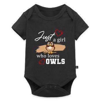 Owl Lover Birds Of Prey Juste Une Fille Qui Aime Les Hiboux - Body à manches courtes Premium Bébé - noir - Devant