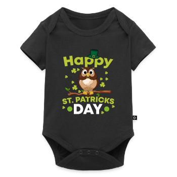 Happy St. Patricks Day Nocturnal Ornithologist Owl - Baby Premium Kurzarmbody - Schwarz - Vorne