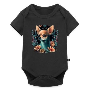 Chihuahua | Cute Dog | Beautiful | Flowers | Girl - Baby Premium short-sleeve bodysuit - black - Front