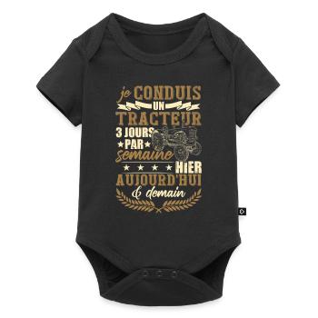 Cadeau Tracteur & Agriculture & Fermier - Body à manches courtes Premium Bébé - noir - Devant