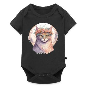 Mignon American Curl Cat Fleur Crown Cats Pet Kitte - Body à manches courtes Premium Bébé - noir - Devant