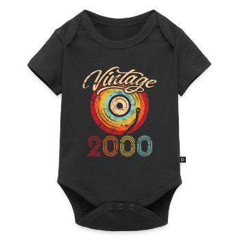 2000 Anniversaire Vinyle Vintage - Body à manches courtes Premium Bébé - noir - Devant