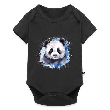 Portrait à l’aquarelle de panda - Body à manches courtes Premium Bébé - noir - Devant
