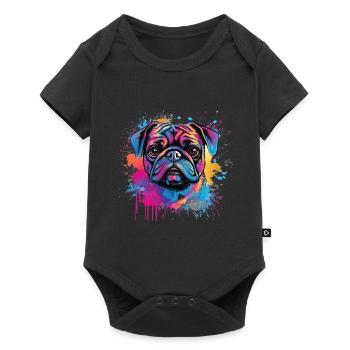 Pug paint splash design - Baby Premium short-sleeve bodysuit - black - Front