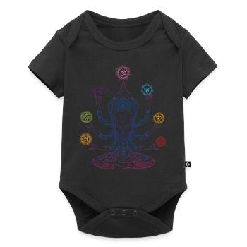 Chakra Mandala Energiesymbol Anahata - Baby Premium Kurzarmbody - Schwarz - Vorne