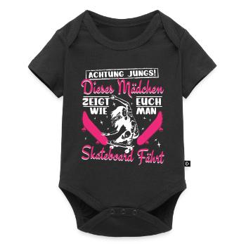 Skateboarderin Skaterin - Baby Premium Kurzarmbody - Schwarz - Vorne