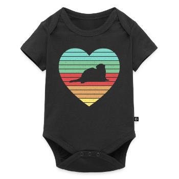 Weasel Cute Retro Ferret Fan Vintage Heart - Baby Premium Kurzarmbody - Schwarz - Vorne