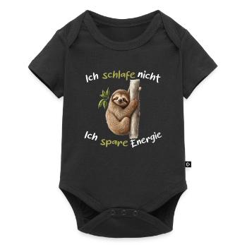 Ich Schlafe Nicht Ich Spare Energie Faultier - Baby Premium Kurzarmbody - Schwarz - Vorne