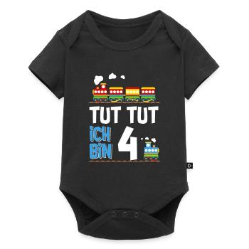 4. Geburtstag Tut Tut Eisenbahn Zug 4 Jahre - Baby Premium Kurzarmbody - Schwarz - Vorne