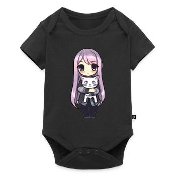 Anime Cats Kawaii Teen Otaku Girl With Cat - Baby Premium short-sleeve bodysuit - black - Front