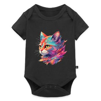 Superbe illustration de chat chat au pastel - Body à manches courtes Premium Bébé - noir - Devant