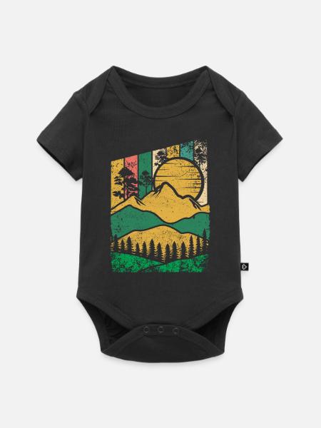 Berg Wald Sonne - Baby Premium Kurzarmbody - Schwarz