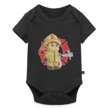 Little Firefighter Kinder Feuerwehr - Baby Premium Kurzarmbody - Schwarz - Vorne