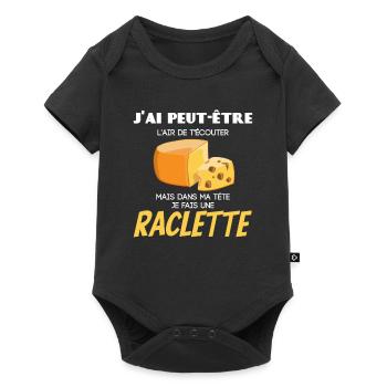 T écouter mais dans ma tête je fais une raclette - Body à manches courtes Premium Bébé - noir - Devant