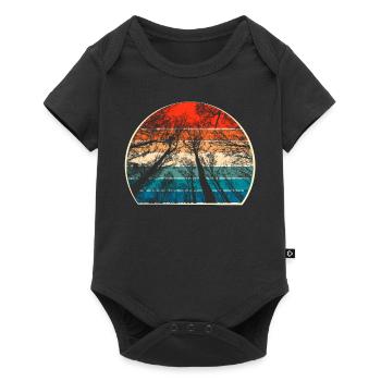 Retro Bäume - Baby Premium Kurzarmbody - Schwarz - Vorne