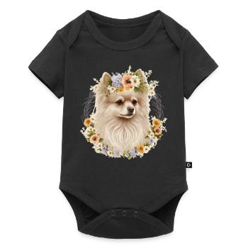 Cute Pomeranian Pom Flower Crown Pet Dog Breed Flo - Baby Premium Kurzarmbody - Schwarz - Vorne