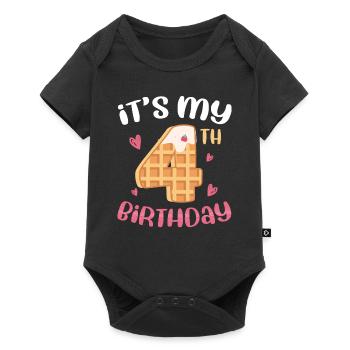 Gaufre du 4e anniversaire - Body à manches courtes Premium Bébé - noir - Devant