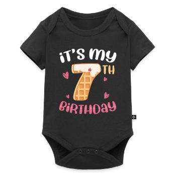 Gaufre du 7e anniversaire - Body à manches courtes Premium Bébé - noir - Devant
