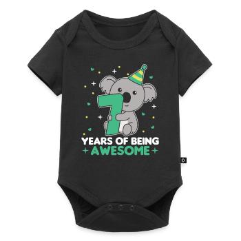 Koala zum 7. Geburtstag Kinder sieben Jahre alt - Baby Premium Kurzarmbody - Schwarz - Vorne