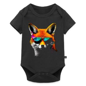 Fuchs Tierliebhaber Geschenk Tier Sonnenbrille - Baby Premium Kurzarmbody - Schwarz - Vorne