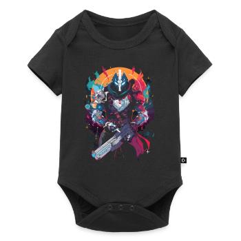 Epic Gamer Guardian with Flames Moon Background - Baby Premium short-sleeve bodysuit - black - Front