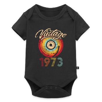1973 Anniversaire Vinyle Vintage - Body à manches courtes Premium Bébé - noir - Devant