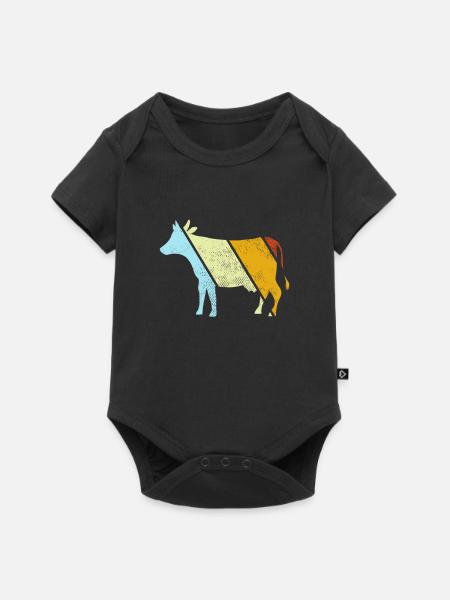 Kuh Retro - Baby Premium Kurzarmbody - Schwarz
