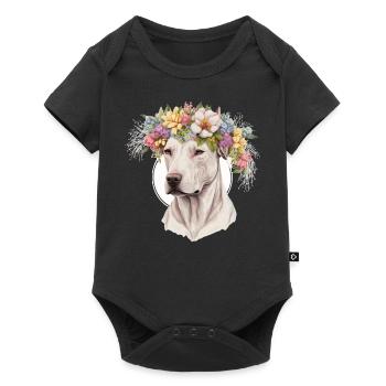 Cute Dogo Argentino Flower Crown Pet Dog Breed Flo - Baby Premium Kurzarmbody - Schwarz - Vorne