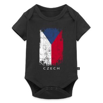 Souvenir avec le drapeau de la République tchèque - Body à manches courtes Premium Bébé - noir - Devant