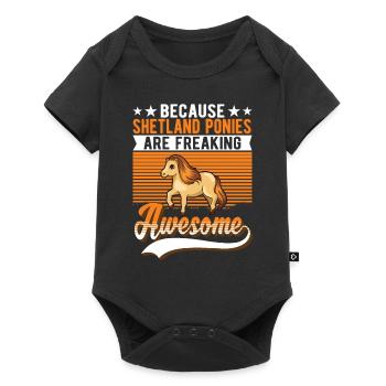 Because Shetland Ponies are freaking awesome - Baby Premium Kurzarmbody - Schwarz - Vorne