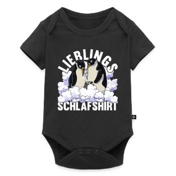 Lieblings Schlafshirt Tier Pyjama Geschenk Pinguin - Baby Premium Kurzarmbody - Schwarz - Vorne