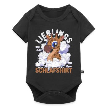 Nachteule Giraffe Geschenk Lieblings Schlafshirt - Baby Premium Kurzarmbody - Schwarz - Vorne