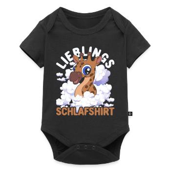 Lieblings Schlafshirt Tier Pyjama Geschenk Giraffe - Baby Premium Kurzarmbody - Schwarz - Vorne