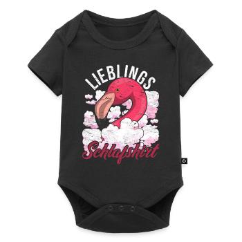 Nachteule Flamingo Geschenk Lieblings Schlafshirt - Baby Premium Kurzarmbody - Schwarz - Vorne