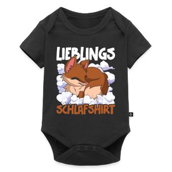 Lieblings Schlafshirt Tier Pyjama Geschenk Fuchs - Baby Premium Kurzarmbody - Schwarz - Vorne