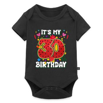 30e anniversaire Cadeau d’été de pastèque - Body à manches courtes Premium Bébé - noir - Devant