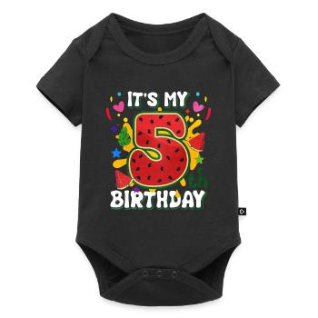 5th Birthday Watermelon Summer Gift - Baby Premium short-sleeve bodysuit - black - Front