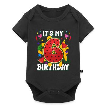 6th Birthday Watermelon Summer Gift - Baby Premium short-sleeve bodysuit - black - Front