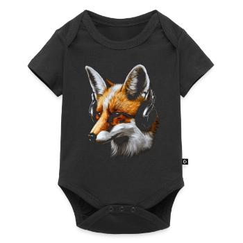 Fuchs Tierliebhaber Geschenk Wildtier Tier Motiv - Baby Premium Kurzarmbody - Schwarz - Vorne