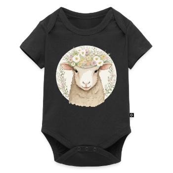 Cottagecore Mignon Bébé Mouton Pet Flower Farm Animal - Body à manches courtes Premium Bébé - noir - Devant