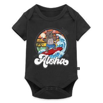 Aloha Hawaïen Hawaïen Surfeur Surf - Body à manches courtes Premium Bébé - noir - Devant