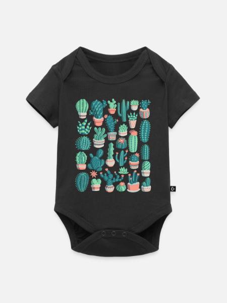 Kakteen - Baby Premium Kurzarmbody - Schwarz