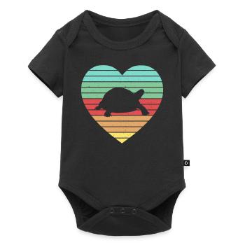 Retro Tortoise Vintage Heart Turtle Reptile - Baby Premium short-sleeve bodysuit - black - Front