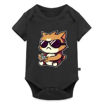 Chat joueur de jeu - Body à manches courtes Premium Bébé - noir - Devant