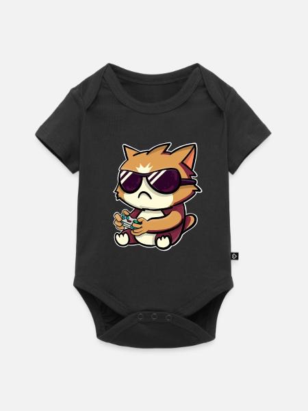 Gaming Gamer Katze - Baby Premium Kurzarmbody - Schwarz