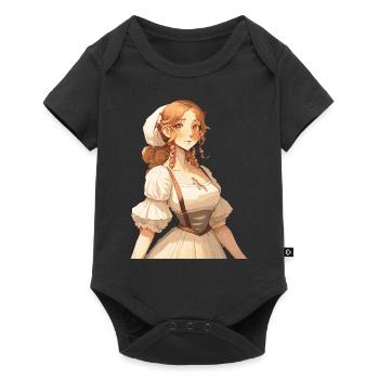 Cute Cottagecore Farm Girl Anime Solarpunk - Baby Premium short-sleeve bodysuit - black - Front
