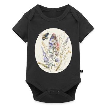 Mignon Cottagecore Botanic Flower Bee Aquarelle Wil - Body à manches courtes Premium Bébé - noir - Devant