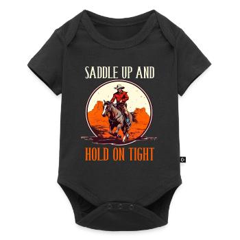 Saddle Up And Hold On Tight für eine Reiterin - Baby Premium Kurzarmbody - Schwarz - Vorne