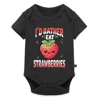 Fraises Kawaii - Body à manches courtes Premium Bébé - noir - Devant