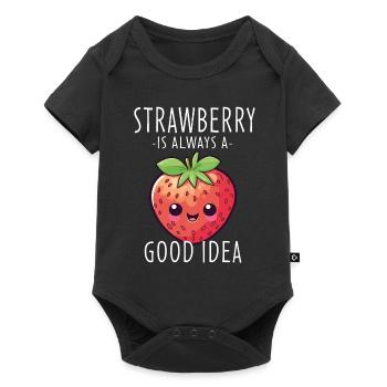 Fraise Kawaii - Body à manches courtes Premium Bébé - noir - Devant